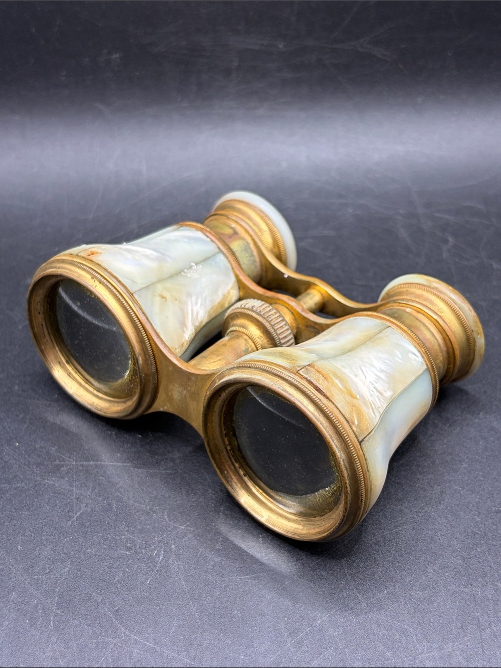 Colmont Geivroz Paris Antique Mother of Pearl & Brass French Opera Glasses